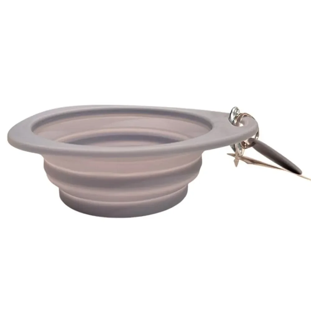 Fav Child Gray Blue Collapsible Travel Pet Bowl NEW